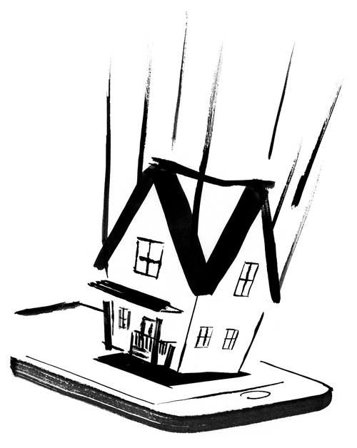 House illustration on smartphone
