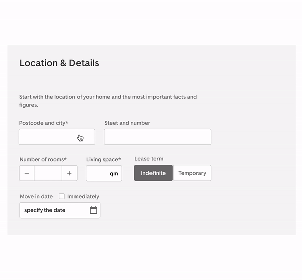 Price reveal interface showing zip code entry and pricing display